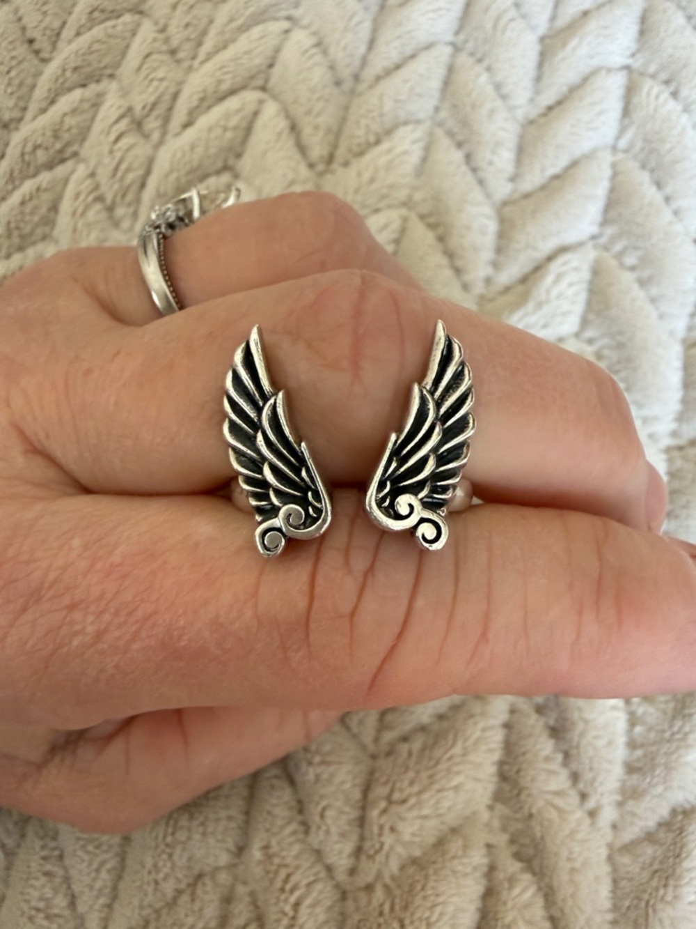 King Baby Sterling Silver Angel Wings ring